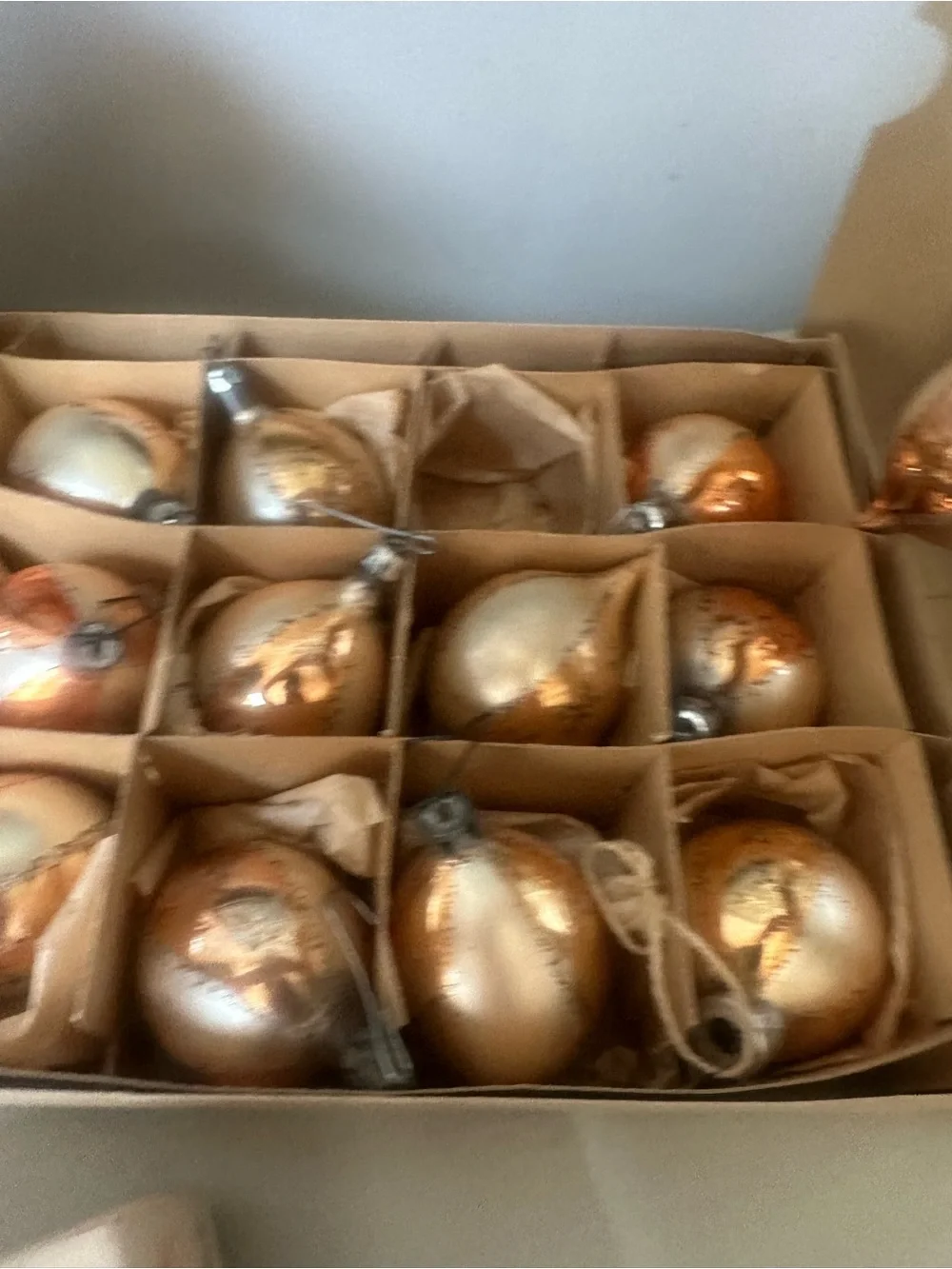 Antique Poland glass Christmas ornaments with boxes lot of 3 boxes